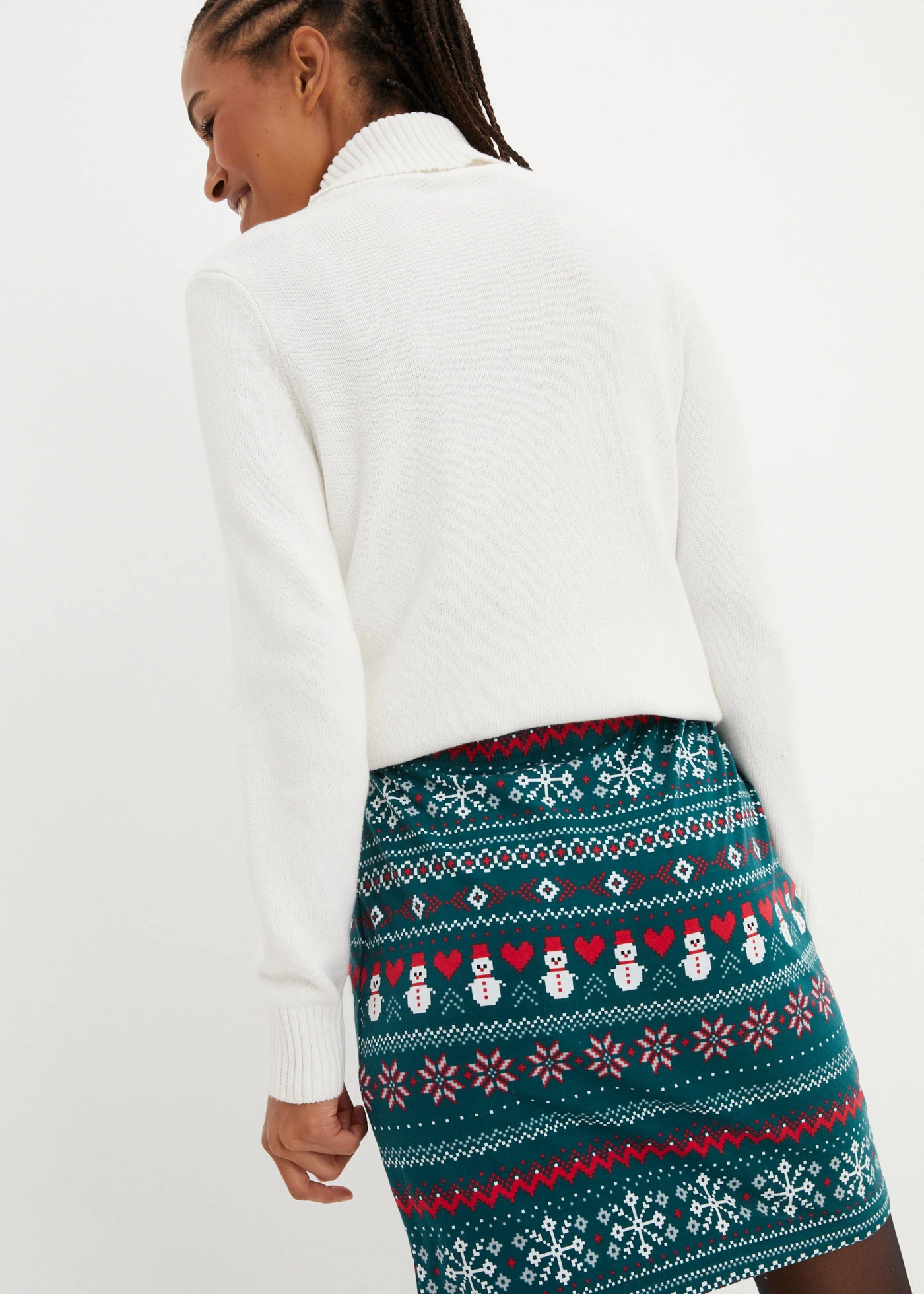 Minirok met Noors patroon van een katoen-elastan-mix • petrolgroen-zilvergrijs-wolwit-rood Noors patroon • bonprix online shop