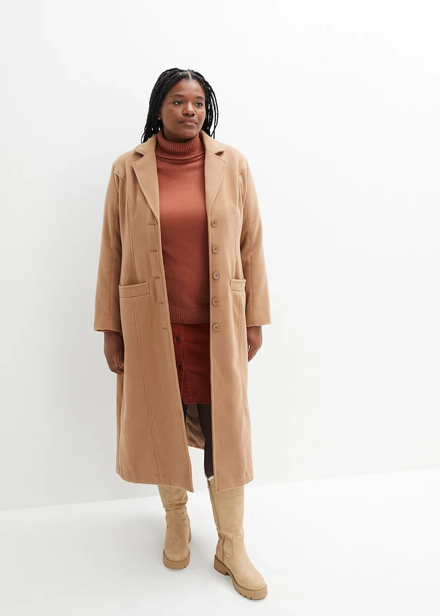 Stretch corduroy rok met knoopsluiting, Kleur: roestbruin