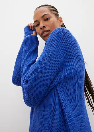 Oversized pletené šaty z žebrového materiálu • drahokamově modrá • bonprix obchod