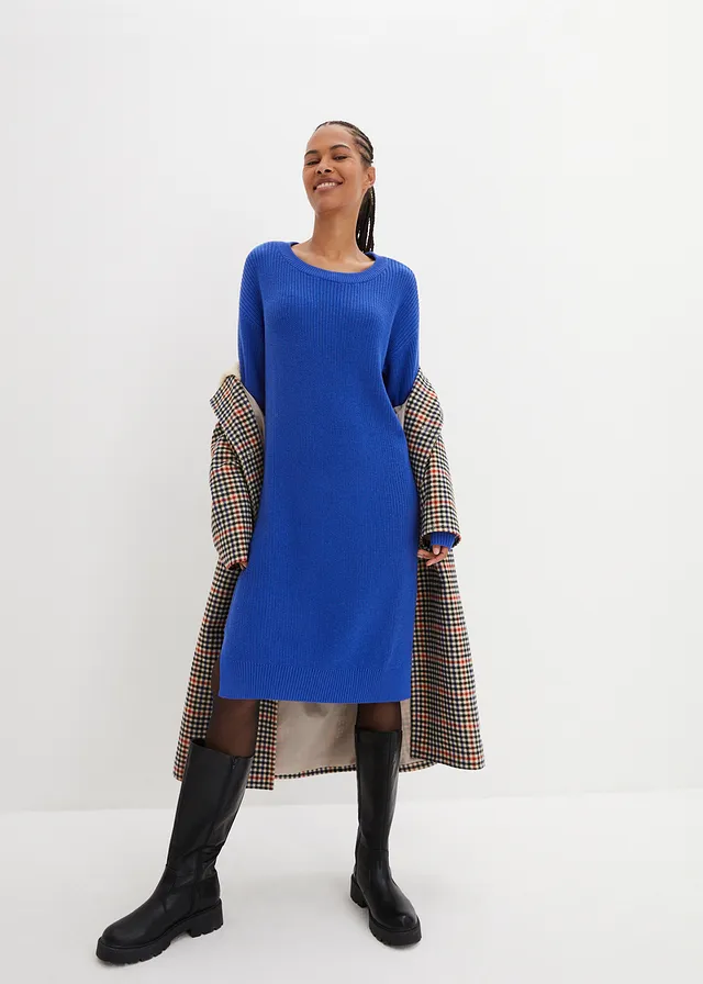 Robe oversize en maille côtelée • bleu brillant • product-page.page-title-suffix