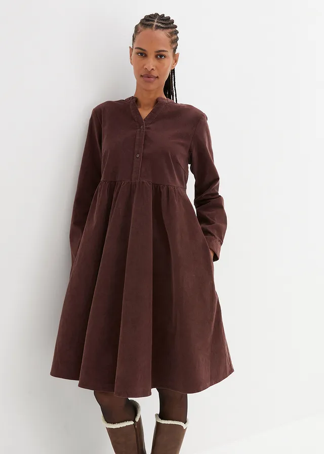 Robe en velours de coton côtelé, Couleur: marron