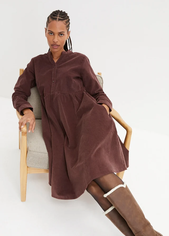 Midi jurk van katoen-corduroy • terrabruin • product-page.page-title-suffix