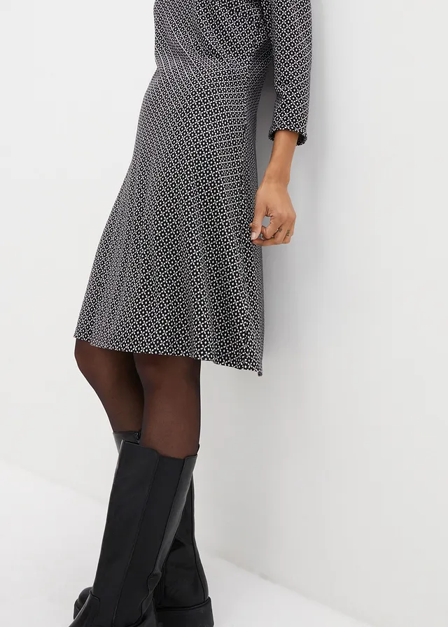 Robe en jersey milano de viscose mélangée avec motif jacquard • noir/blanc cassé graphique • product-page.page-title-suffix
