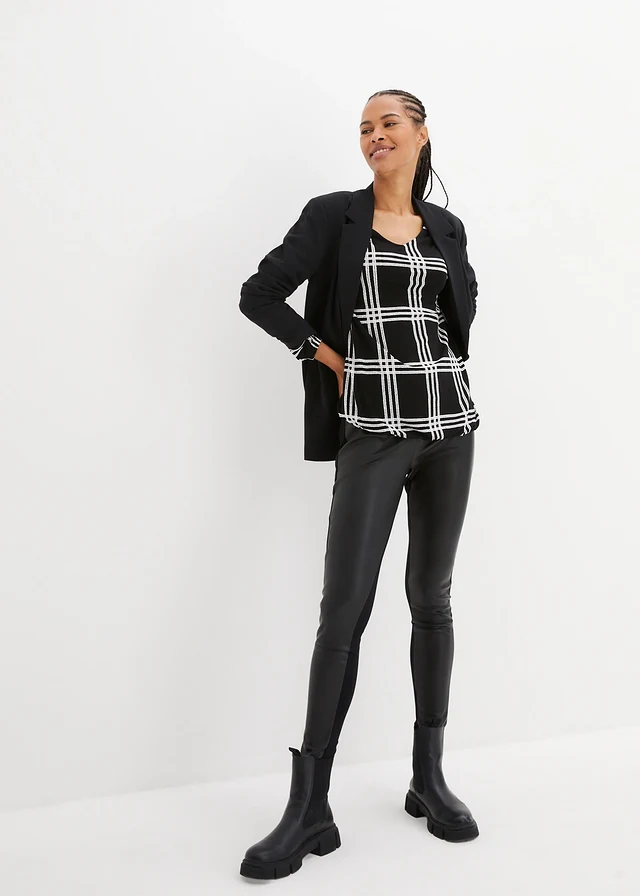 Longsleeve met elastische onderrand • zwart-wolwit geruit • product-page.page-title-suffix