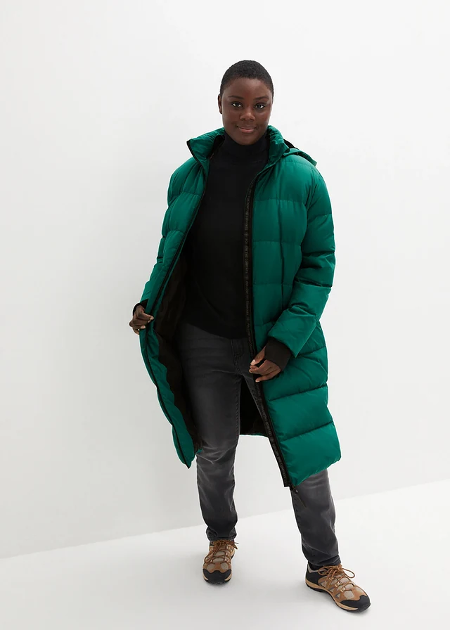 Doudoune longue avec duvet recyclé, Couleur: vert brillant