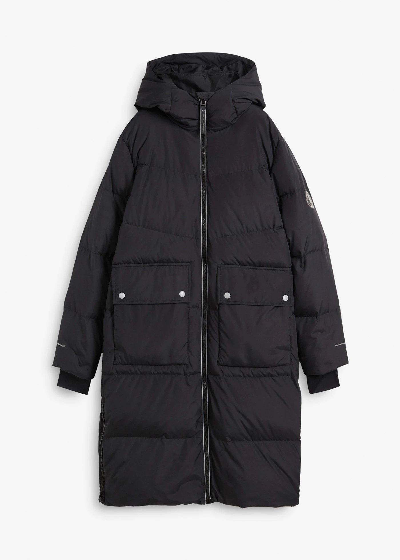 Lange waterafstotende donsjas met reflecterende details • zwart • bonprix online shop