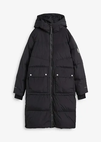 Voděodolný péřový kabát s reflexními prvky • černá • bonprix obchod