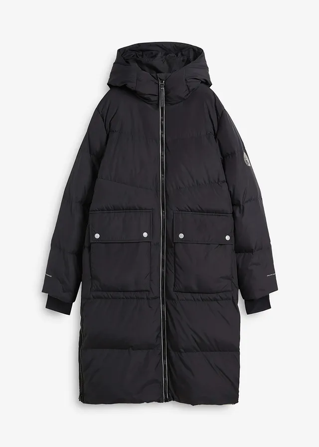Lange waterafstotende donsjas met reflecterende details • zwart • bonprix online shop