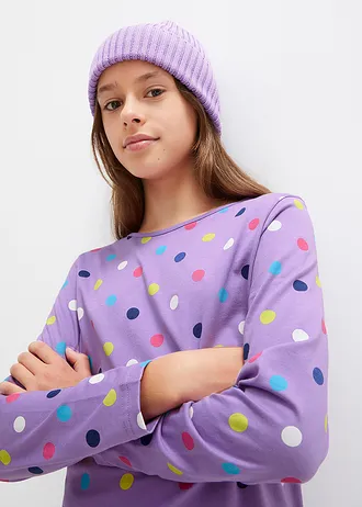 Dívčí tričko s dlouhým rukávem, z čisté organické bavlny (3 ks v balení) • půlnoční modrá .+sytě šeříková+přírodní bílá • bonprix obchod