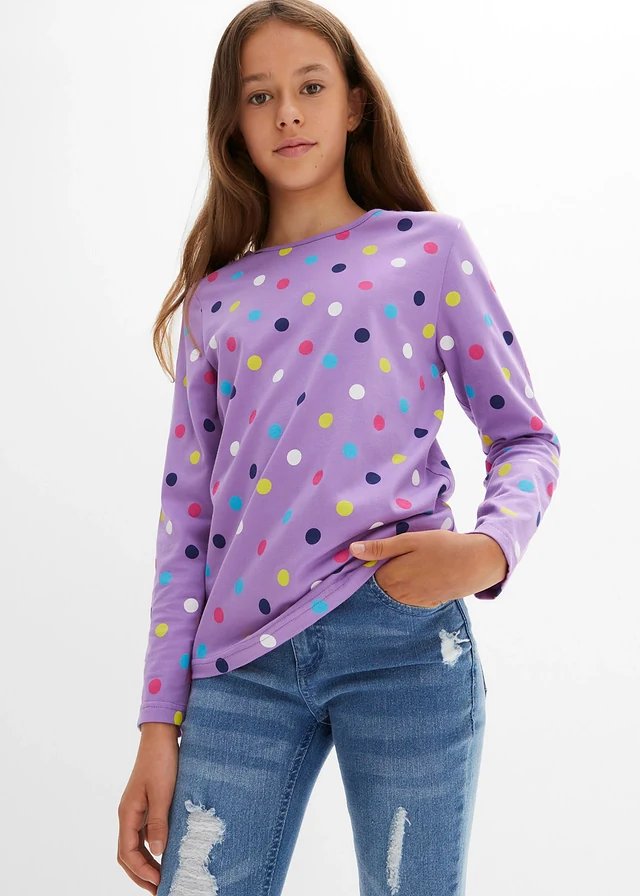 Shirt met lange mouwen van puur biologisch katoen (set van 3) • middernachtblauw+dieplila+wolwit • product-page.page-title-suffix