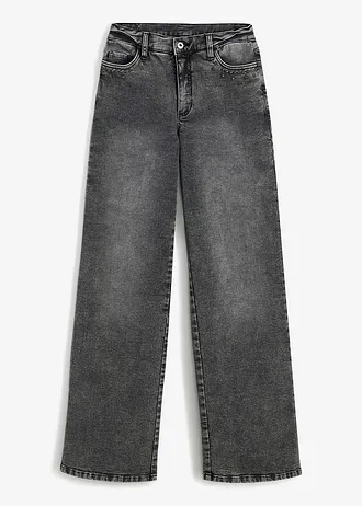 Wide Leg farmer, High Waist, szegecses betéttel, szín: szürke denim