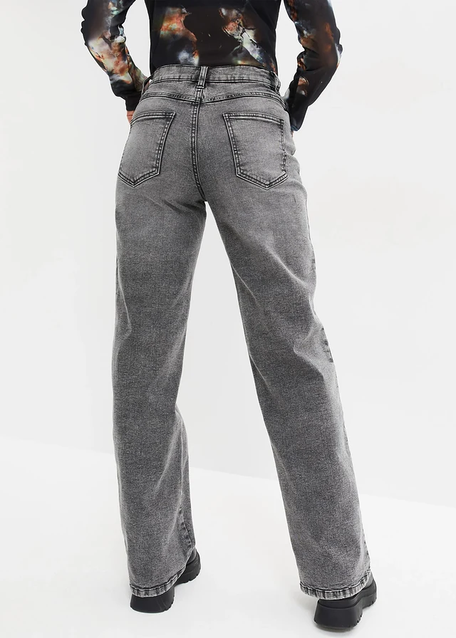 Wide leg jeans met studs, high waist • grey denim • product-page.page-title-suffix