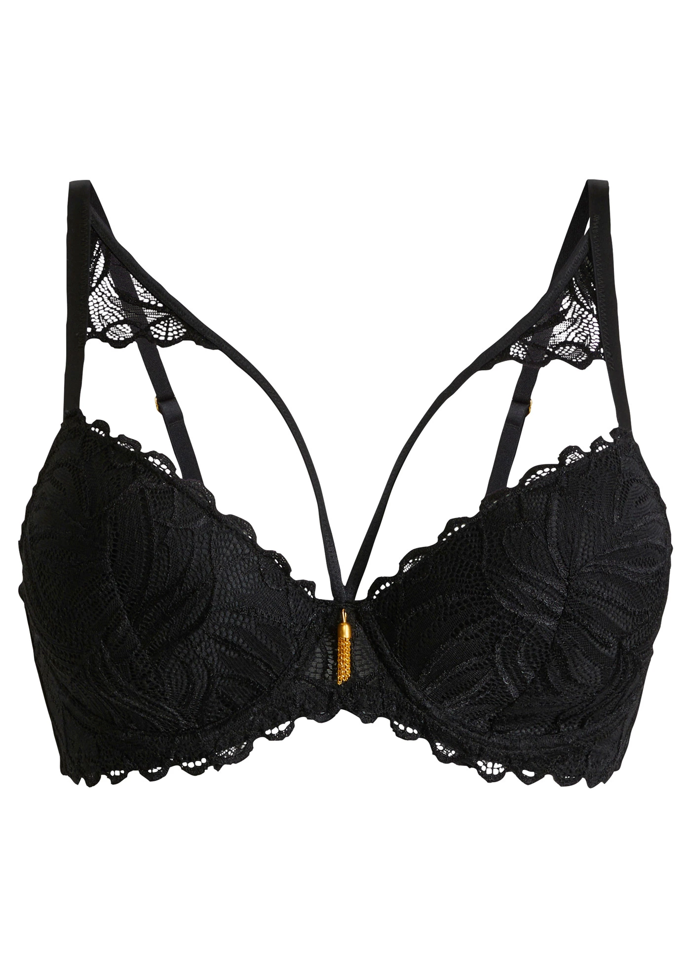 Sutien cu cupe vătuite, din dantelă fină • negru • magazin bonprix