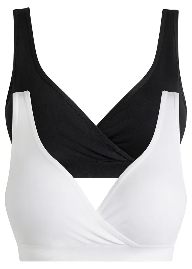 Biustonosz bezszwowy typu bustier do karmienia piersią (2 szt.) • czarny +biały • sklep bonprix