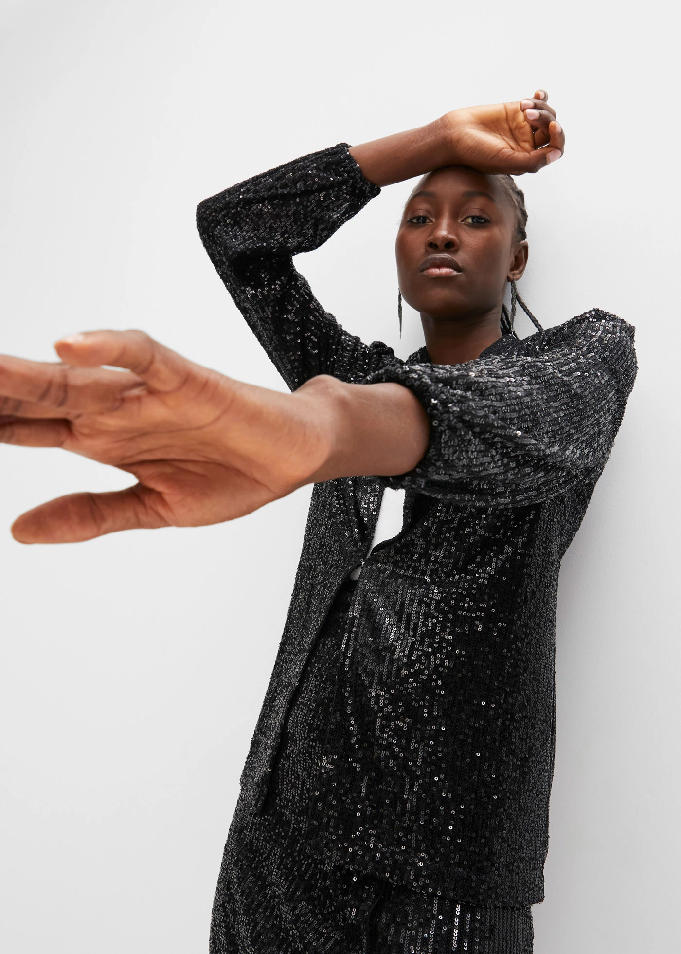 Blazer met pailletten • zwart metallic • bonprix online shop