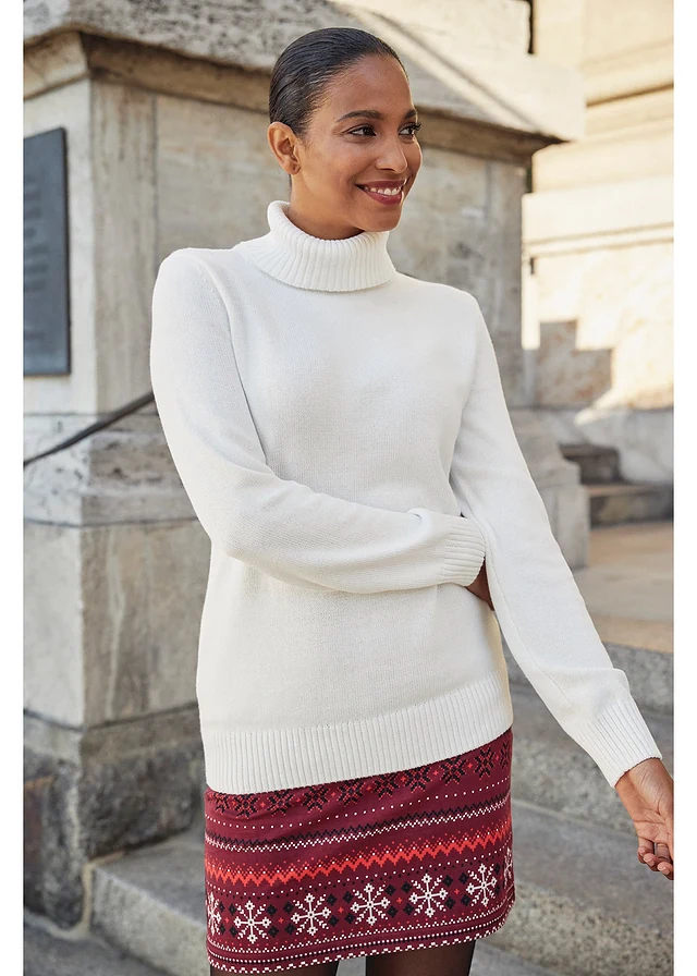 Jupe en coton extensible à imprimé norvégien • rouge érable-fraise-noir-écru norvégien • product-page.page-title-suffix
