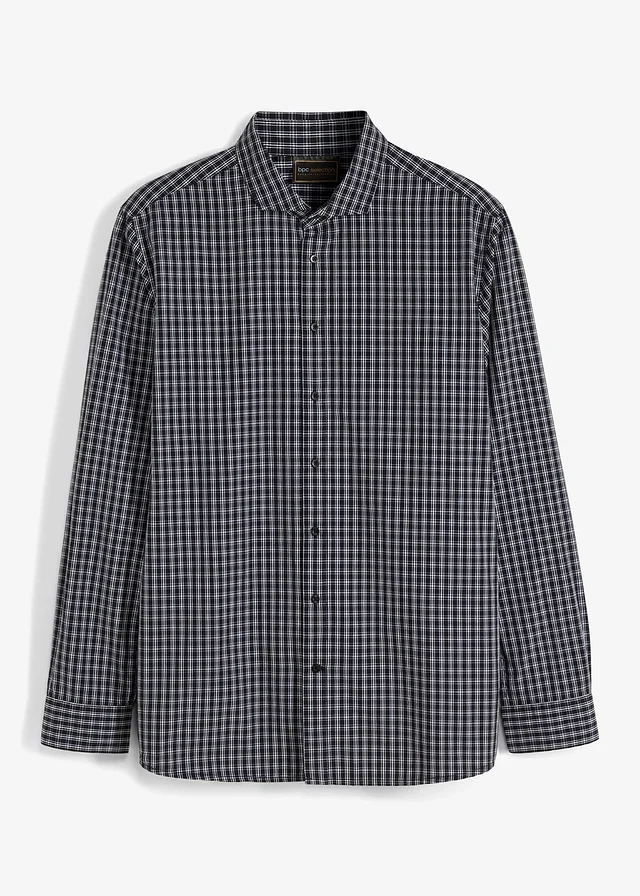 Chemise pro 100% coton, Regular, Couleur: noir/blanc carreaux
