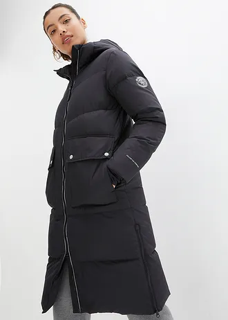 Voděodolný péřový kabát s reflexními prvky • černá • bonprix obchod