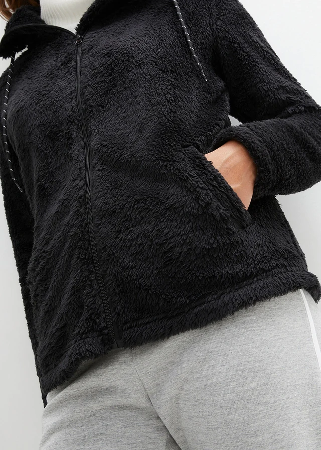 Veste en polaire peluche • noir • Boutique bonprix