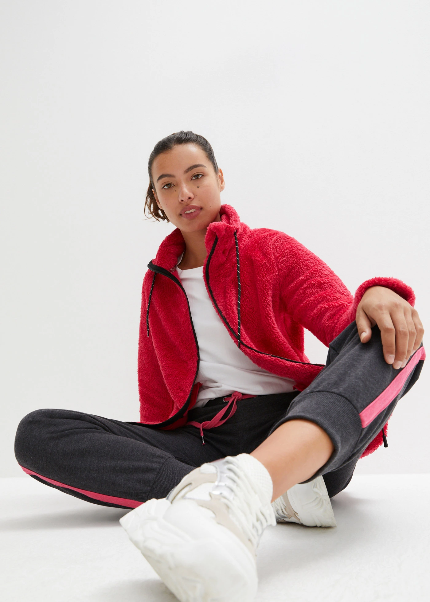 Bunda z medvídkového flísu • červenopink • bonprix obchod