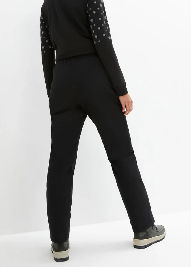 Pantalon chaud avec doublure polaire et taille élastiquée, imperméable, Couleur: noir