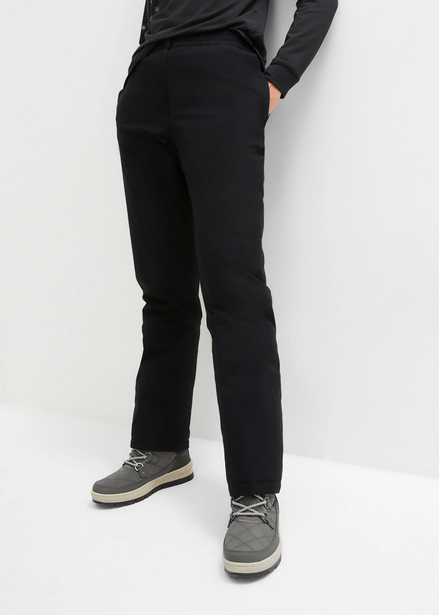 Pantalon chaud avec doublure polaire et taille élastiquée, imperméable • noir • Boutique bonprix
