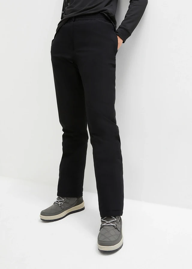 Pantalon chaud avec doublure polaire et taille élastiquée, imperméable, Couleur: noir