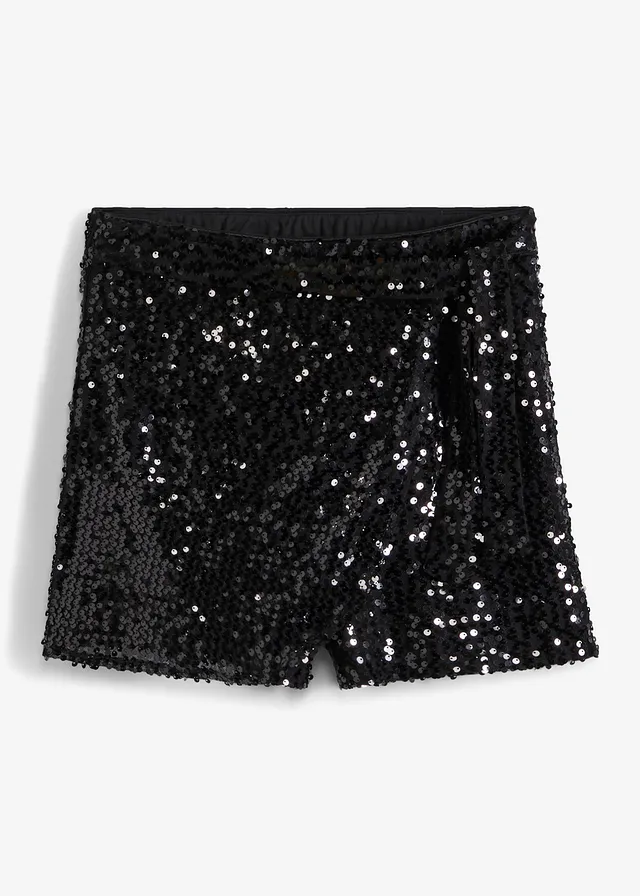 Short met pailletten • zwart • bonprix online shop
