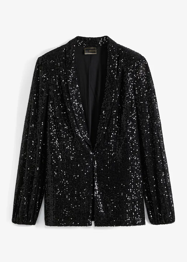 Blazer met pailletten • zwart metallic • bonprix online shop