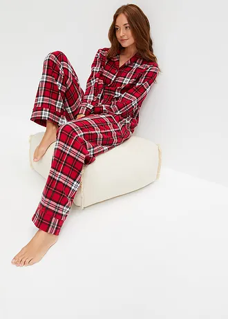 Geweven pyjama van flanel (2-dlg. set), Kleur: avondrood geruit