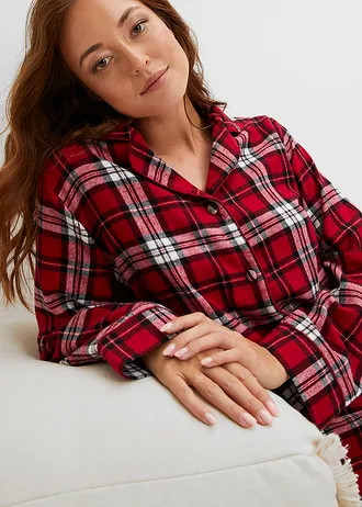 Pyjama tissé en flanelle • rouge foncé carreaux • Boutique bonprix
