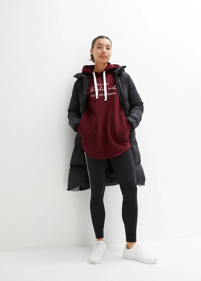 Joggingpak met lange sweater en legging (2-dlg.), Kleur: esdoornrood/zwart met print