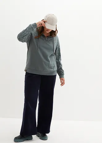 Mikina s kapucí a zipem, z čisté bavlny, barva: eukalyptově zelená