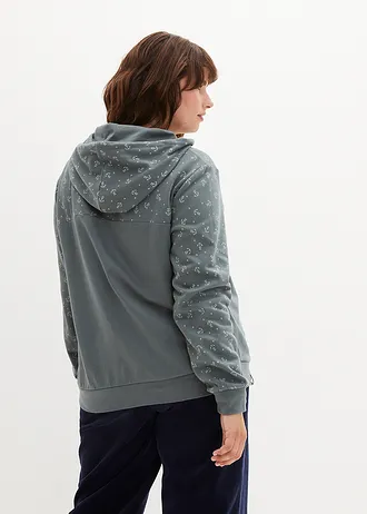 Hoodie met ritssluiting van biologisch katoen, Kleur: eucalyptusgroen