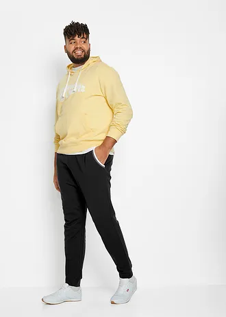 Joggingové kalhoty s kontrastními detaily, z čisté bavlny, barva: černá