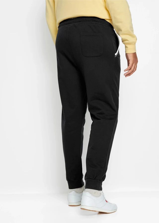 Pantalon de jogging à détails contrastants, 100% coton, Couleur: noir