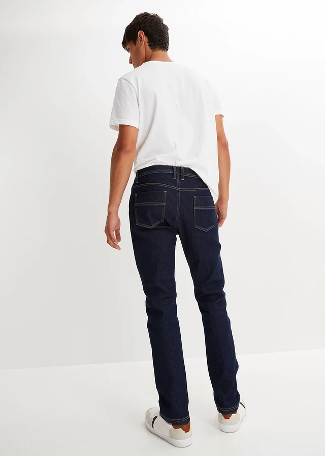 Jean extensible Regular avec doublure thermique, droit, Couleur: bleu foncé denim