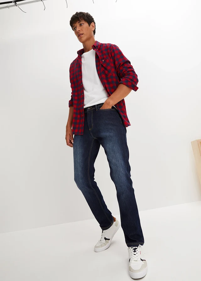 Jean extensible Regular avec doublure thermique, droit • bleu foncé denim • product-page.page-title-suffix
