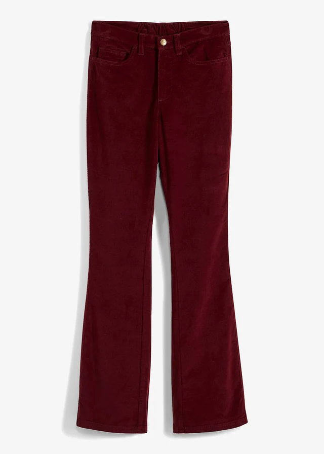 Pantalon en velours côtelé extensible avec taille haute confortable
