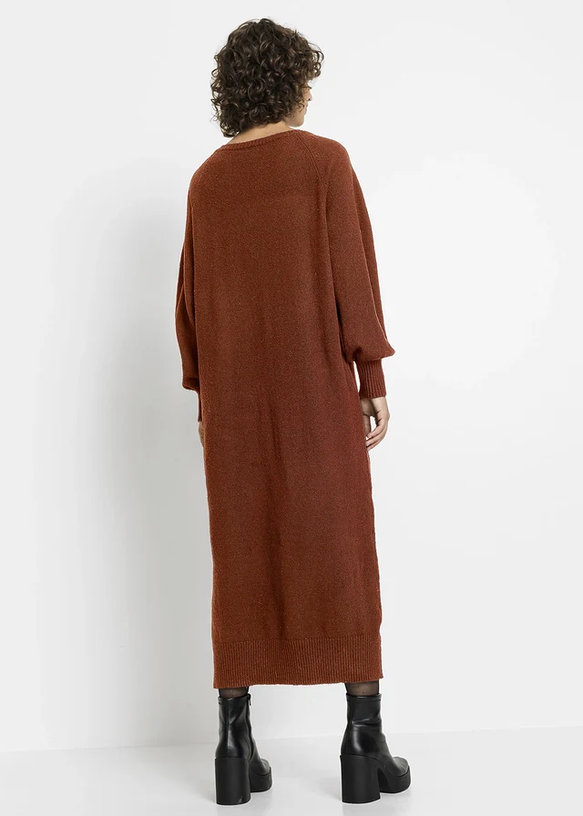 Gebreide oversized midi jurk • mahoniebruin gemêleerd • product-page.page-title-suffix