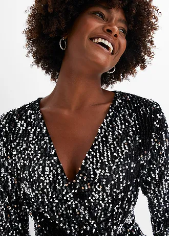 Šaty s pajetkami, z jemného sametu • černá • bonprix obchod