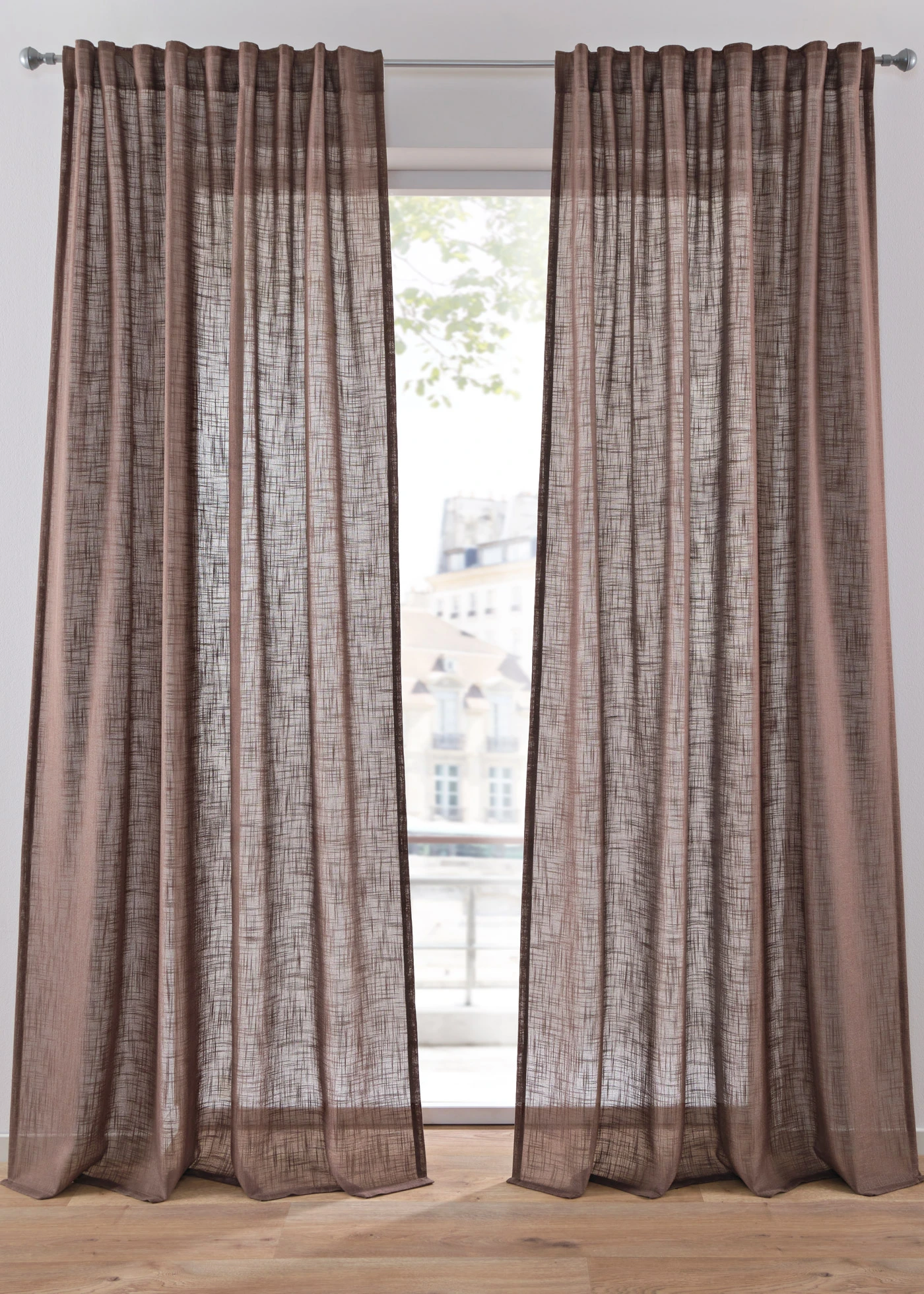 Lot de 2 rideaux texturés • marron • Boutique bonprix