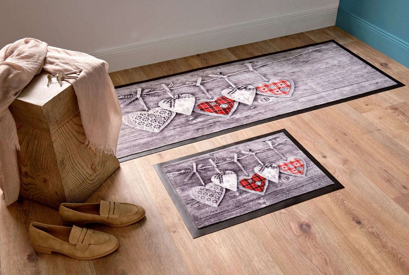 Deurmat met hartjes • grijs • bonprix online shop