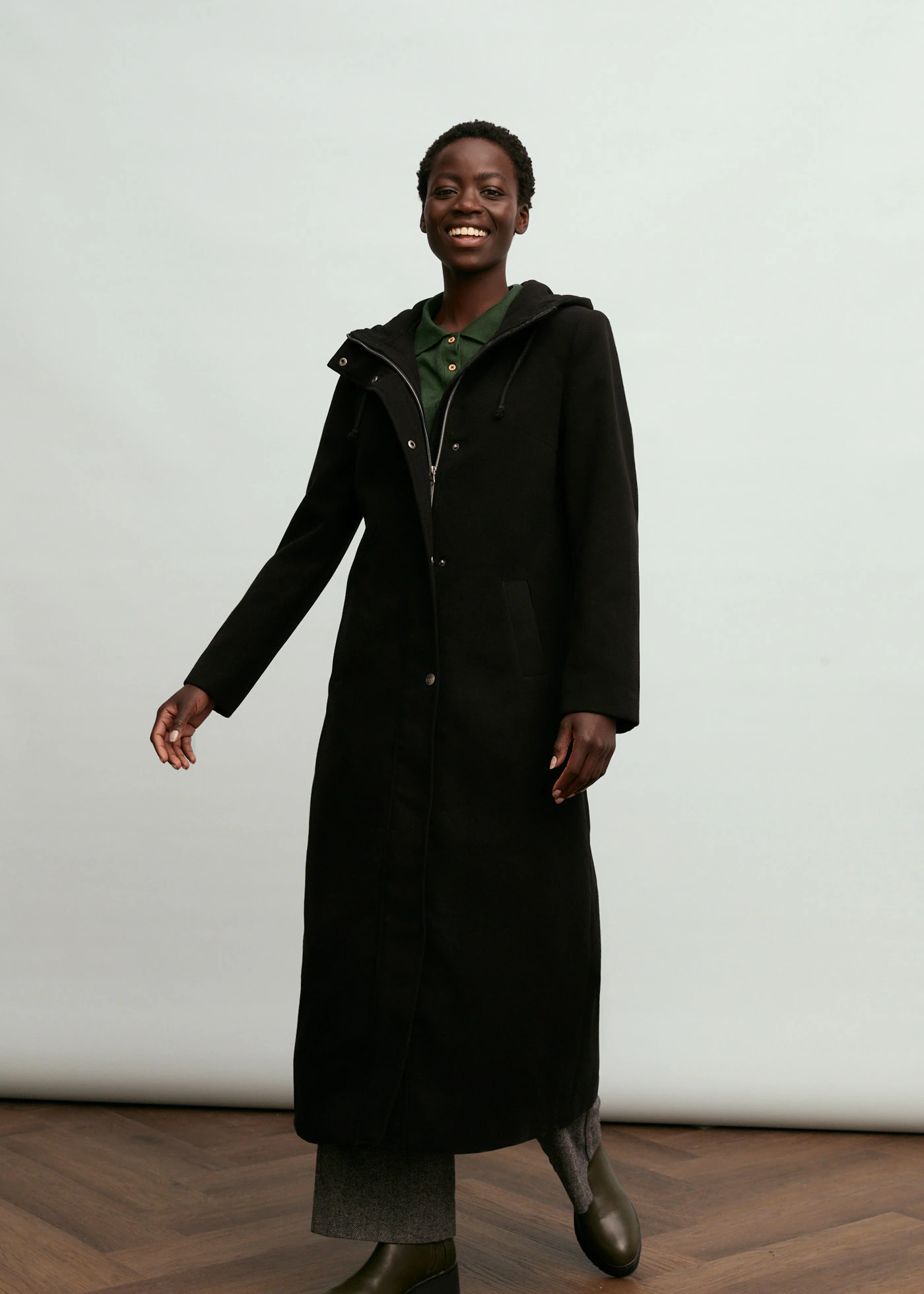 Lange jas in wollen look, maxilengte • zwart • bonprix online shop