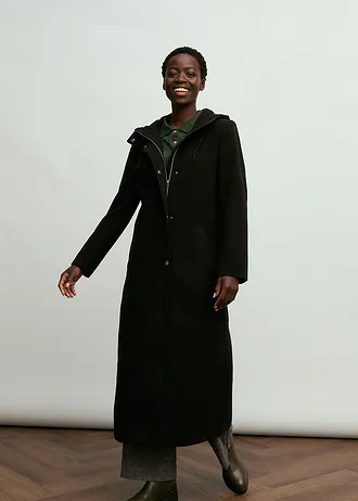 Lange jas in wollen look, maxilengte • zwart • bonprix online shop