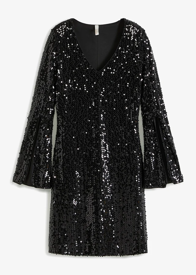 Robe à sequins et manches trompette