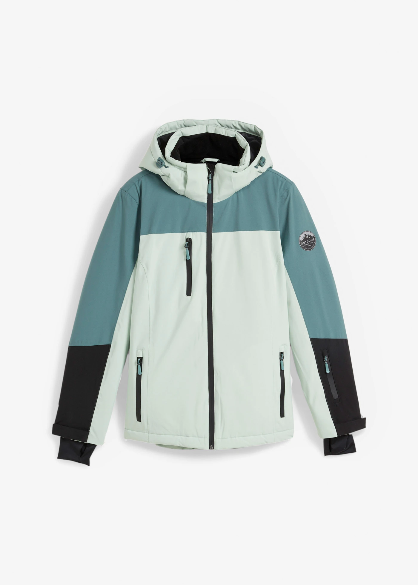 Outdoor ski-jas met ventilatieopeningen, waterdicht • lichtrietgroen-grijsgroen • bonprix online shop