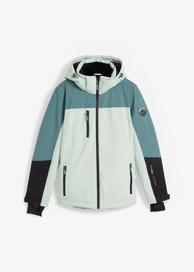 Outdoor ski-jas met ventilatieopeningen, waterdicht • lichtrietgroen-grijsgroen • bonprix online shop