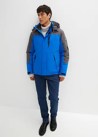 Waterdichte ski-jas met een zachte fleece voering, Kleur: azuurblauw-leisteengrijs