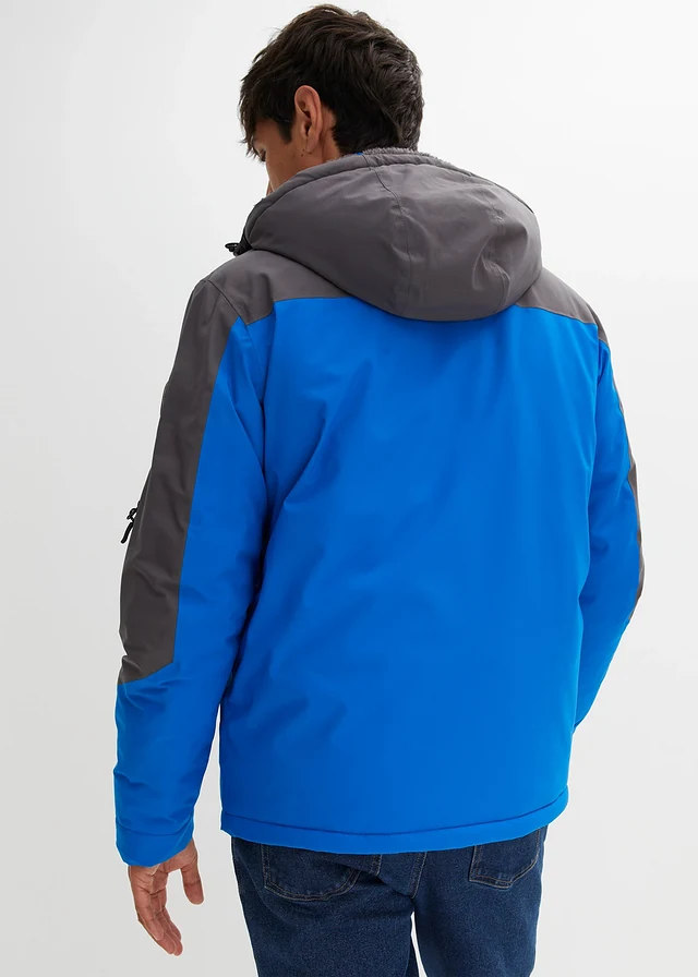 Waterdichte ski-jas, Kleur: azuurblauw-leisteengrijs met print